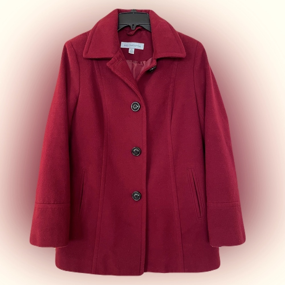 Liz Claiborne Red Peacoat - Picture 2 of 9